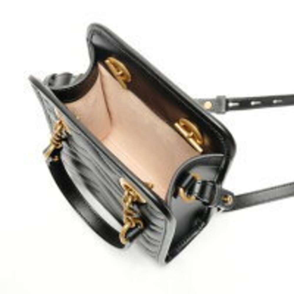 Gucci GG Marmont Tote Chain Leather Shoulder Bag Black - Picture 11 of 13
